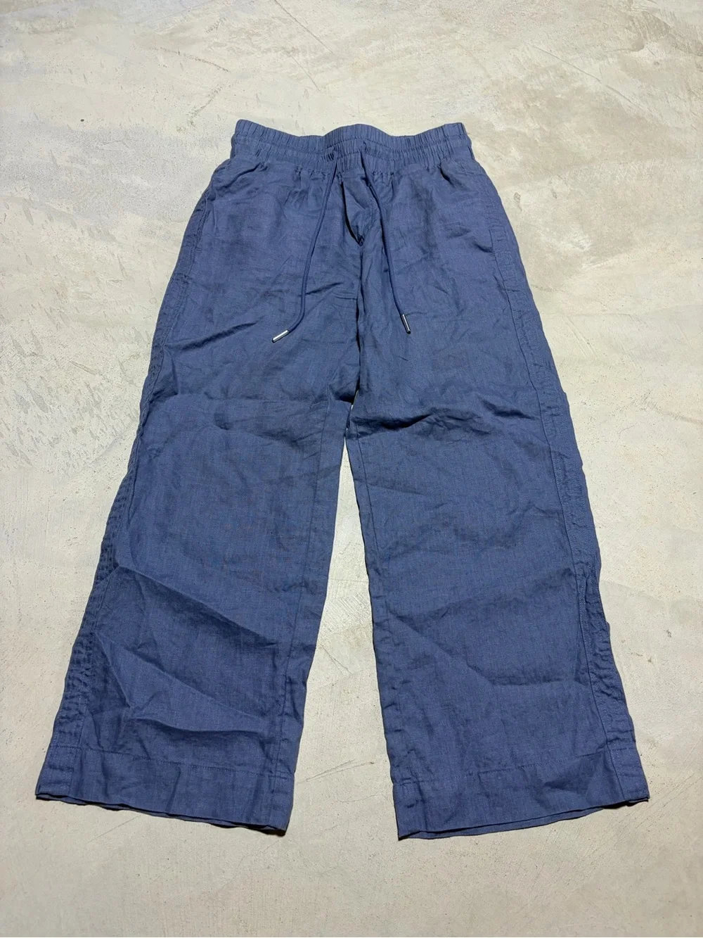 Quince 100% European linen wide leg pants moonstone blue small